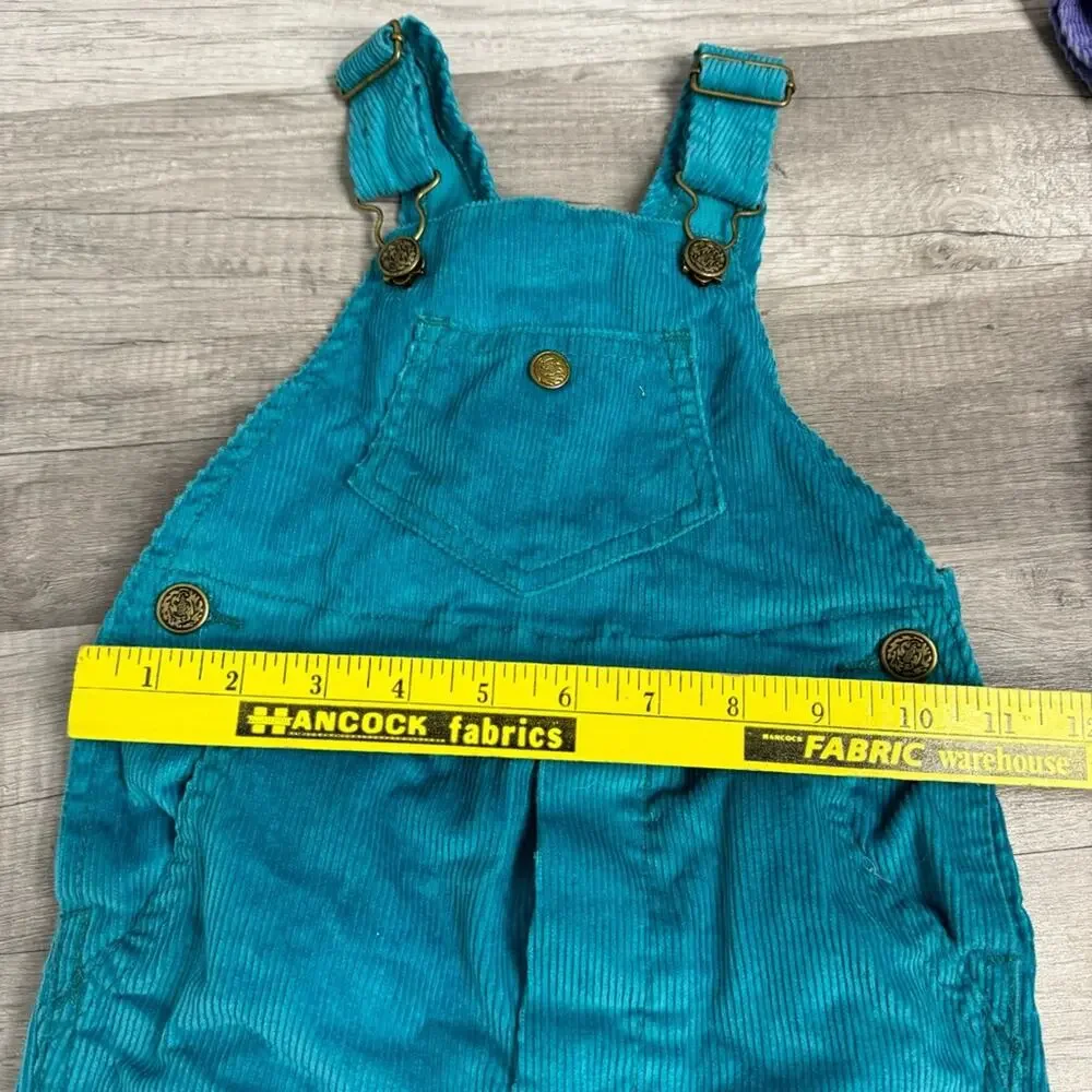Vintage Corduroy Baby Overalls Montgomery Ward Two Pairs Lot 2T/XL Purple Teal
